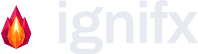 The ignifx horizontal lockup on a dark ground